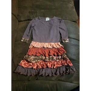 Persnickity ruffle dress size 2t 2‎ years brown flower